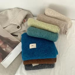 Winter Mohair Scarf Women Luxury Scarves Thicken Warmer Soft Pashmina Shawls Wraps Female Pure Color Knitted Long Scarf