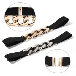 The Black Stretchy Elastic Chain Belt Is Slimming and Versatile. It Cinches the Waist and Is Suitable for Pairing with Sweaters,