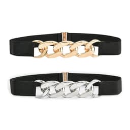 The Black Stretchy Elastic Chain Belt Is Slimming and Versatile. It Cinches the Waist and Is Suitable for Pairing with Sweaters,