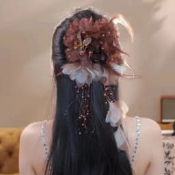 Flower Feather Tassel Hair Claw Women Large High-end Sense Hair Clip Versatile Back Of The Head Hair Accessories
