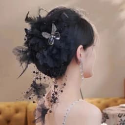 Flower Feather Tassel Hair Claw Women Large High-end Sense Hair Clip Versatile Back Of The Head Hair Accessories