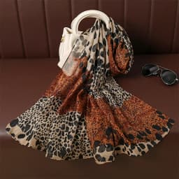 50X160cm Echarpe Fine En Mousseline De Soie Imprimee Leopard Pour Femmes Musulmanes, Chales Hijab, Enveloppes Respirantes