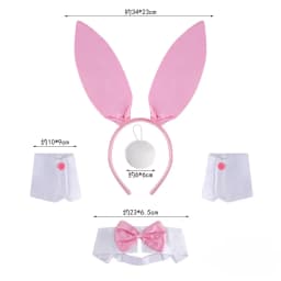 Easter Bunny Costume Set Women's Rabbit Ear Headband Collar Bow Tie Cuffs and Bunny Tail Accessories