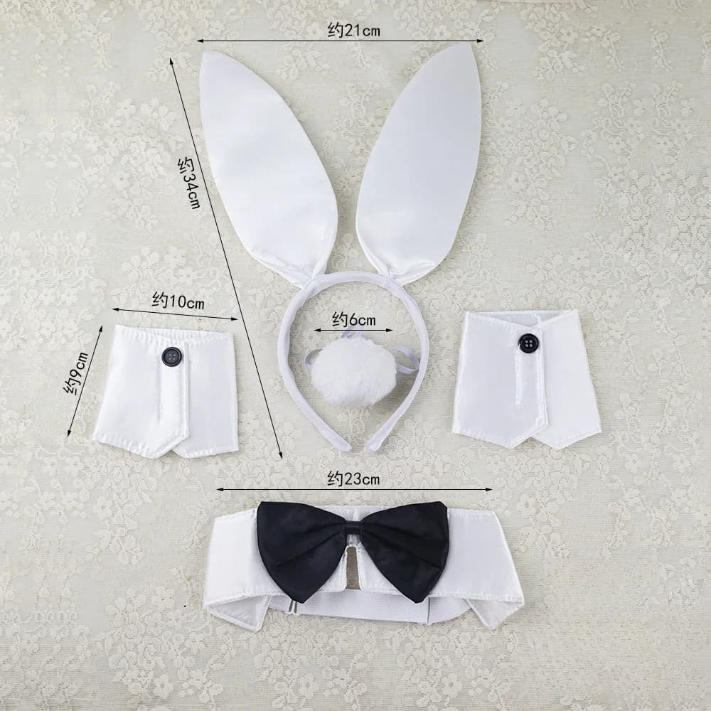 Easter Bunny Costume Set Women's Rabbit Ear Headband Collar Bow Tie Cuffs and Bunny Tail Accessories