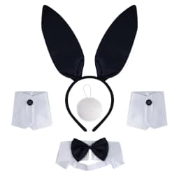 Easter Bunny Costume Set Women's Rabbit Ear Headband Collar Bow Tie Cuffs and Bunny Tail Accessories