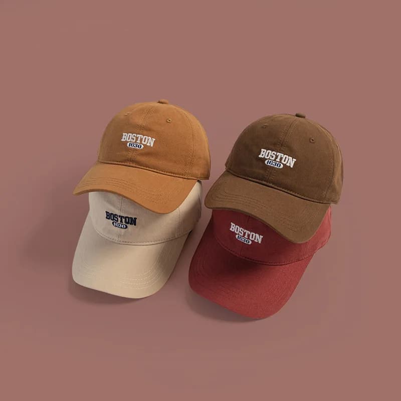Pink Sweet Girl Ins Embroidered Duck Tongue Hat Versatile Curved brimmed Men's Baseball Hat Spring and Autumn