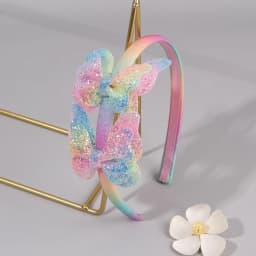 Gradient Butterfly Headband For Girls Sparkling Rainbow Princess Hair Hoop Birthday Party Princess Dress-Up Hair Accessories