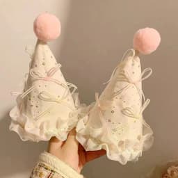 Cute Bow Pompom Birthday Hat Hair Clips Sweet Girl Headwear Party Hair Accessories Kids Photography Props