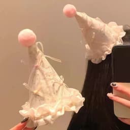 Cute Bow Pompom Birthday Hat Hair Clips Sweet Girl Headwear Party Hair Accessories Kids Photography Props