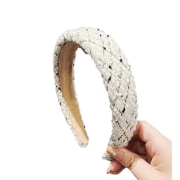 1pc New Autumn & Winter Hair Hoop for Women Diamond Check Tweed Material, Adds Height to Crown, Enhances Elegance, Versatile Spo