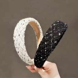 1pc New Autumn & Winter Hair Hoop for Women Diamond Check Tweed Material, Adds Height to Crown, Enhances Elegance, Versatile Spo