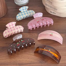 1pc New diamond-studded cherry hair claw, high-end sweet multicolor diamond acetate hair clip, hair clip for back-of-head updos