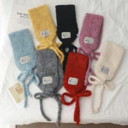 Korean Style Cute Multi-Purpose Lamb Wool Lace-up Scarf Earmuffs Female Warm All-Matching Face-Looking Small Earmuffs Hat Scarf