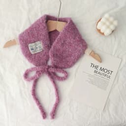 Korean Style Cute Multi-Purpose Lamb Wool Lace-up Scarf Earmuffs Female Warm All-Matching Face-Looking Small Earmuffs Hat Scarf