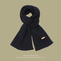 Men Women Thick Warm Knitted Scarf in Winter Autumn Wool Soft Solid Cashmere Neckerchief Simple Fashion Black Students Scarves