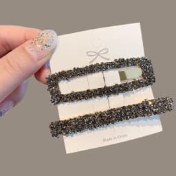 2pcs Fashion Square Geometric Crystal Hairpins Hair Clips For Women Side Fringe Hair Accessories