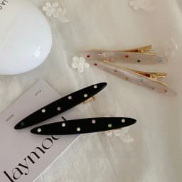 2pcs/set Acetate Hair Clip Colorful Rhinestone Crystal Barrettes Side Pins Leaves Geometric Sweet Elegant Women Hair Accessories