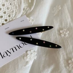 2pcs/set Acetate Hair Clip Colorful Rhinestone Crystal Barrettes Side Pins Leaves Geometric Sweet Elegant Women Hair Accessories