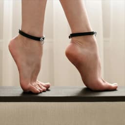 Ankle Belt Black O-Ring Ankle Punk Leather Feather Anklet Men's Women Alloy Pendant Accessories YK2 Ankle Belt