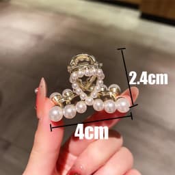 High-end Pearl Rhinestone Small Size Hair Grabber Summer Women Simple Metal Side Clip Back Head Half-tied Cross Hair Clips