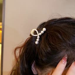 High-end Pearl Rhinestone Small Size Hair Grabber Summer Women Simple Metal Side Clip Back Head Half-tied Cross Hair Clips