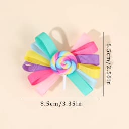 2Pcs Trendy Lollipop Hair Clip Sweet Rainbow Candy Ribbon Hairpin Cute Popular Bow Barrette For Girls Kids Headdress Accessories
