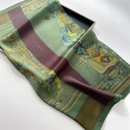 Spring/Summer Retro Horse Print Neckerchief 70*70cm Green Square Scarf Women’s Breathable Imitation Silk Bandannas