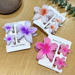 1 Large 2 Small Set Sweet Flower Shape Colorful Gradient Hair Claws Women Ponytail Cilp Clamp Hairpins for Girl Beach Headwear