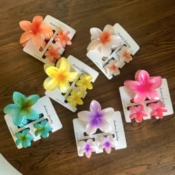 1 Large 2 Small Set Sweet Flower Shape Colorful Gradient Hair Claws Women Ponytail Cilp Clamp Hairpins for Girl Beach Headwear