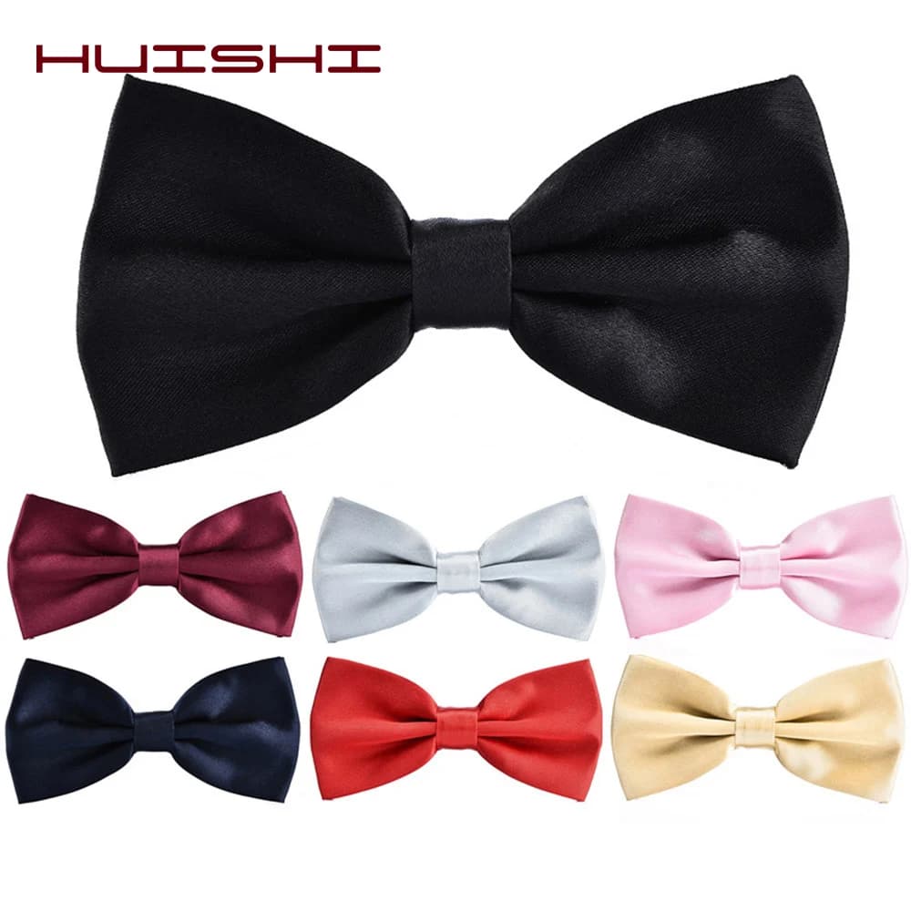Men Bowtie Solid Color Bow Tie Man Classic Black White Green Wine Neck Butterfly Adjustable Fit Wedding Ties Accessories Gifts