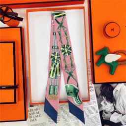 Woman Skinny 100% Mulberry Silk Scarf for Hair Strip Silk Ribbon Small Neck Scarves Bag Handle Ribbon Scarf Kerchief Ladies Tie