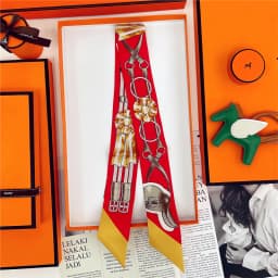Woman Skinny 100% Mulberry Silk Scarf for Hair Strip Silk Ribbon Small Neck Scarves Bag Handle Ribbon Scarf Kerchief Ladies Tie