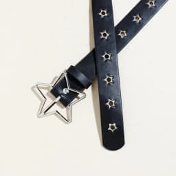 Y2K Punk Star Eyelet Black Rivet Belt Goth Pu Leather Belts For Women Jeans Pants Boys And Girls Students Belt