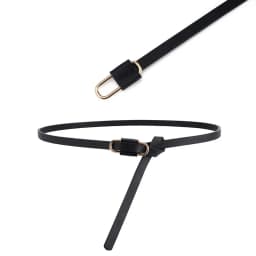 Simple Thin Belts for Women Summer Dress Belt Lightweight 110cm Long Solid Color PU Band Belts