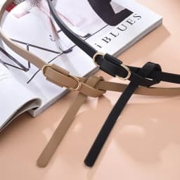 Simple Thin Belts for Women Summer Dress Belt Lightweight 110cm Long Solid Color PU Band Belts