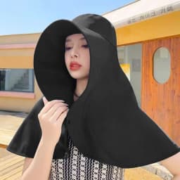 Sun Protection Hat with Neck Cover Soild Breathable Wide Brim Hats for Travel Holiday Beach Playing