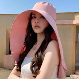 Sun Protection Hat with Neck Cover Soild Breathable Wide Brim Hats for Travel Holiday Beach Playing