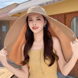 Sun Protection Hat with Neck Cover Soild Breathable Wide Brim Hats for Travel Holiday Beach Playing
