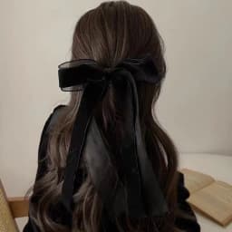 A Vintage and High-End French Hairpin with a Mesh Velvet Bow Ribbon