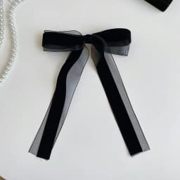A Vintage and High-End French Hairpin with a Mesh Velvet Bow Ribbon