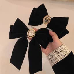 1pc New Black Velvet Bow Hair Pins Elegant Fabric Alloy Roses Hair Clips for Women Fashion Ponytail Barrette Heawear Accessories