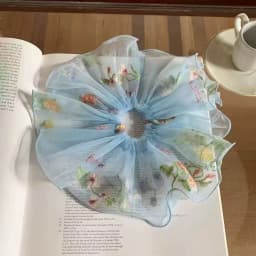 1pc Mesh Embroidery Flower Large Intestine Hair Ring, New Super Fairy Pastoral Style Tie Ponytail and Bun Hairstyle Head Flower