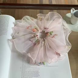 1pc Mesh Embroidery Flower Large Intestine Hair Ring, New Super Fairy Pastoral Style Tie Ponytail and Bun Hairstyle Head Flower