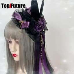 Headwear Spike Lolita Y2K Girl Gothic Punk Harajuku Ball Rose Pearl Feather Small Hat Elegant Hairpins Clip Hair Clip Hairgrips