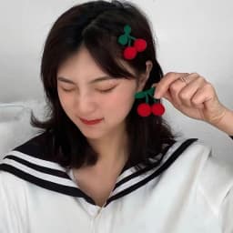 Popular 2Pcs Red Cherry Hair Clip For Baby Girls Cute Hairpin Barrette Side Clip Child Headwear Hair Accessories No backing card