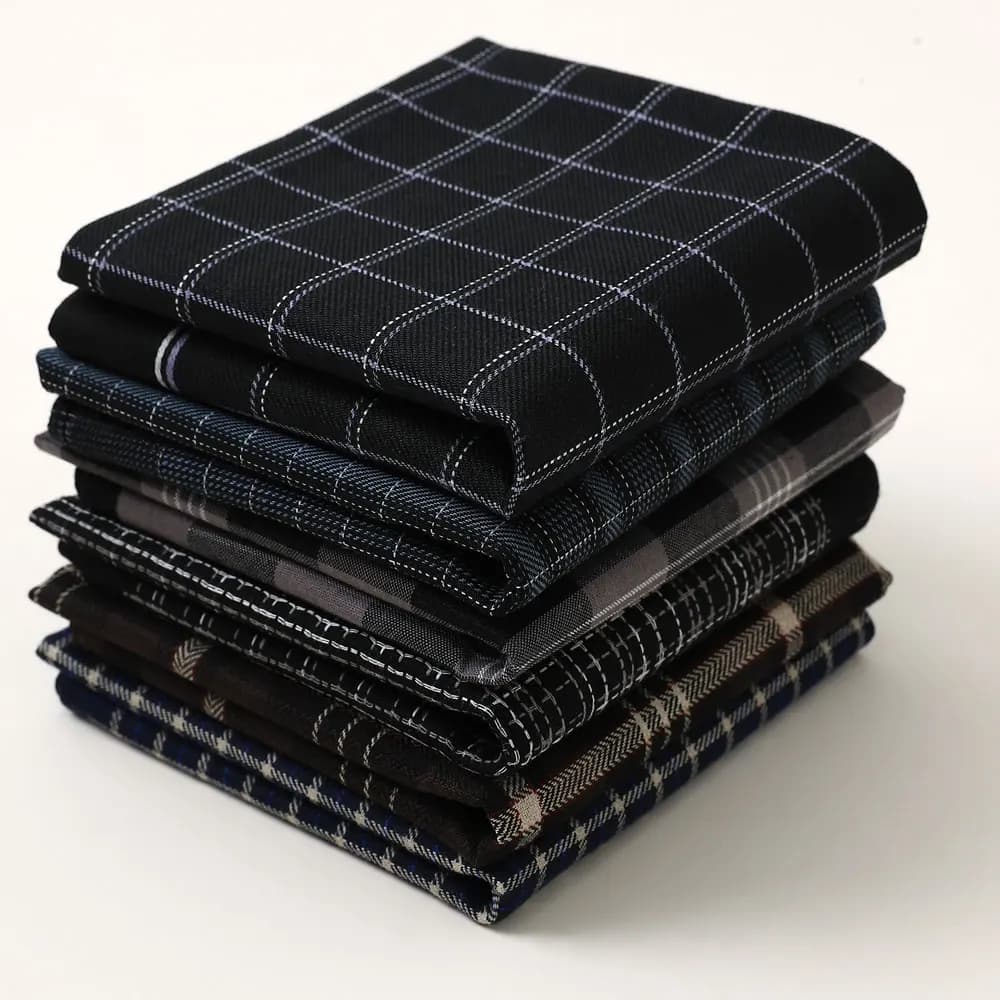 6 Packs of Men's Pure Cotton Plaid Handkerchiefs, Gentleman's Suit Flap Pocket Pants Squares, Thin Sweat Towels, Wedding and Holiday Supplies