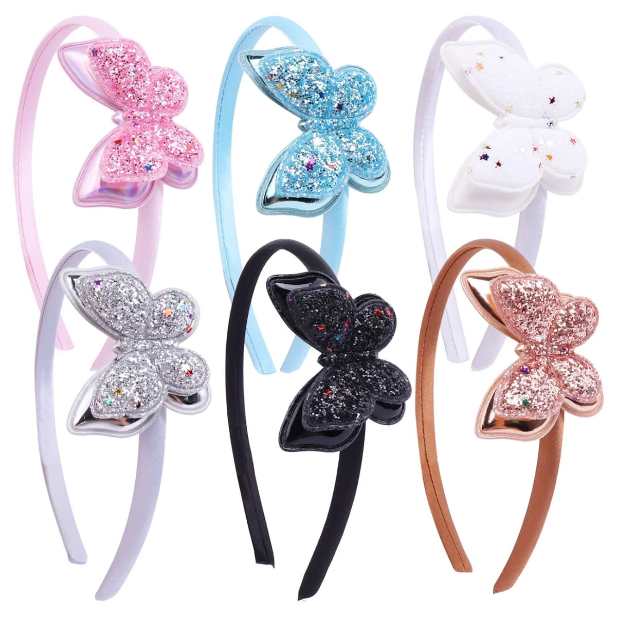1PC Glitter Butterfly Headbands Set for Kids, Colorful Sparkly Hair Accessories, Cute Hairbands for Girls' Party & Daily Wear