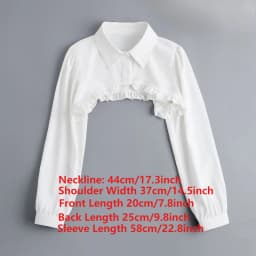 Womens Ruffle Shrugs Long Sleeves Fake Collar Lapel Button Shirt Crop Tops Shoulder Wraps Detachable Collar Punk False Collar