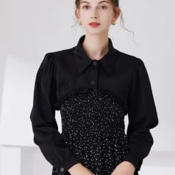 Womens Ruffle Shrugs Long Sleeves Fake Collar Lapel Button Shirt Crop Tops Shoulder Wraps Detachable Collar Punk False Collar