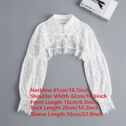 Womens Ruffle Shrugs Long Sleeves Fake Collar Lapel Button Shirt Crop Tops Shoulder Wraps Detachable Collar Punk False Collar